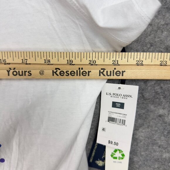 U.S. Polo Assn. Pride V-Neck T-Shirt 3XL White 100% Cotton Short Sleeve - Picture 7 of 8